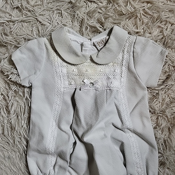 *SOLD* Paz Rodriguez Baby Shortie Formal One Piece Outfit - 1M Crochet Lace Bow - Picture 3 of 12